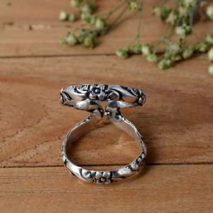 SHYAM JEWELERS Luxury <b>Adjustable</b> 925 <b>Silver</b> Flower Patterned Splint <b>Ring</b> for Hypermobility & Knuckle Support Unisex - Product Image 1