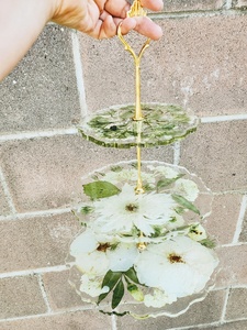 Artizon Studio Preserved <b>Wedding</b> Bouquet Resin Round Cake Stand Botanical Keepsake Hand Wash Only - Product Image 5