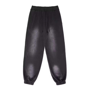 Heavyweight Regular Fit Custom Acid Wash <b>Waterproof</b> Cotton Sweatpants 240g Plain Wide Leg Men <b>Trousers</b> - Product Image 6