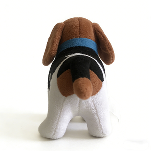 Peluche de beagle tricolor realista personalizado con collar azul, juguete de peluche de cachorro con orejas largas y suaves. - Product Image 3