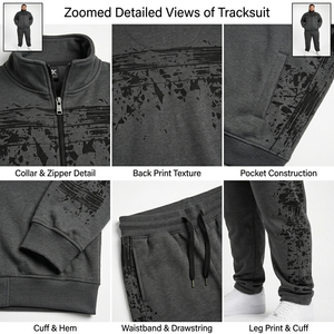 Ensemble de survêtement pour homme avec veste à poches latérales imprimées et pantalon de survêtement en molleton français de haute qualité, taille plus, ensemble de survêtement sport pour homme, veste 2 pièces - Product Image 6