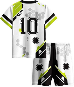 Kids <b>soccer</b> uniform Youth White Green Black Sublimated Print football kit 100% Polyester Heat-Transfer Printed Breathable Sports - Product Image 2