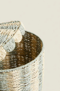 Natural rattan wicker <b>storage</b> <b>chest</b> for children, colorful round <b>storage</b> basket with lid. - Product Image 3