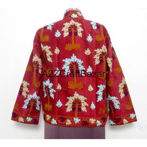 Handmade Embroidered Embossed Cotrise <b>Jacket</b> Vintage Design Eco-Friendly Quick Dry Breathable Cotton Lined <b>Mandarin</b> <b>Collar</b> 800g - Product Image 4