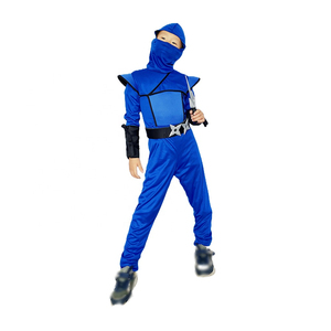 Costume de ninja de luxe pour garçons et filles, déguisement de kung-fu pour enfants, costume de ninja bleu pour Halloween et carnaval - Product Image 1