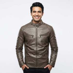 Veste en cuir pour homme entièrement personnalisée, en cuir de vache véritable, fabriquée au Pakistan, pour hommes. - Product Image 1