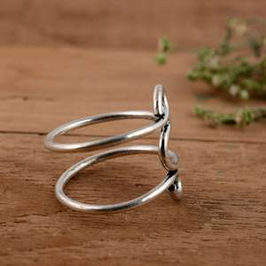 SHYAM JEWELRS Anillo de Plata de Ley 925 Hecho a Mano, Chapado en Plata, para Artritis, Diseño Curvo Pulido de Lujo, Ajustable - Product Image 2