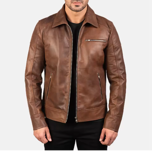 แจ็คเก็ตหนังทรงสลิมแบบยูนิเซ็กซ์ คอตั้ง ปิดด้วยซิป สไตล์ไฮสตรีท อุ่นสบายสำหรับฤดูหนาว รับผลิตแบบ OEM และขายส่ง - Product Image 2