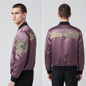 Blouson Bomber en Soie pour Homme avec Broderie et Fermeture Éclair, Veste de Baseball en Satin à Col Rond et Manches Longues pour Homme - Product Image 4