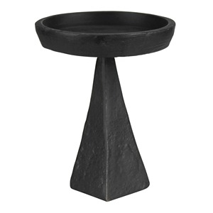 Support de bougie en béton noir mat, base circulaire, décoration d'intérieur, porte-bougie pilier - Product Image 1