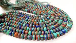 Cuentas Lisas de Ágata Fordite en Forma de Rondelle, Vendidas por Hilo de 8 Pulgadas - Product Image 4