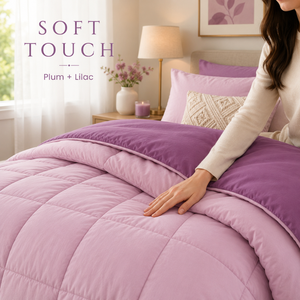 250 GSM Plum Lilac Reversible Dual Tone Microfiber Comforter | Lightweight All Season <b>Bedding</b> <b>Quilt</b> for Home Bedroom Daily Usage - Product Image 2