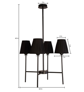 Wholesale Modern Shaded Chandelier Bulk Matte <b>Black</b> Pendant <b>Light</b> Factory Price Retro Fabric <b>Shade</b> Hanging Lamp - Product Image 5