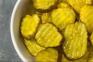 Wavy Spicy Canned <b>Pickled</b> Cucumber Slices Vinegar Brine Mason <b>Jar</b> Packaging | Peeled | Room Temperature - Product Image 3