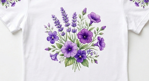 เสื้อคลุมนอนผ้าฝ้าย 100% ลายดอกไม้หรูหราสำหรับผู้หญิง แขนสั้น ระบายอากาศได้ดี สีขาวม่วง - Product Image 4