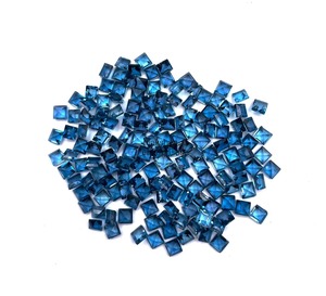 Topaze bleue de Londres naturelle, taille carrée, pierres précieuses en vrac de 4 mm, topaze bleue facettée, vente en gros pour la fabrication de bijoux, approvisionnement en Inde - Product Image 5