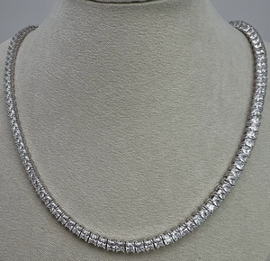 Collier tennis de luxe en moissanite, effet diamant VVS, bijoux hip-hop, chaîne en or blanc, brillance premium - Product Image 1