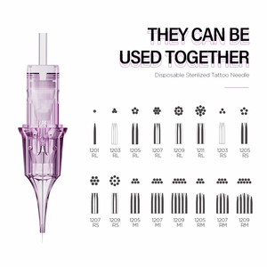 NUOJO 2026 Cartuchos <span class=keywords><strong>de</strong></span> <span class=keywords><strong>Agujas</strong></span> Desechables para Tatuajes Color Morado, para Cejas y Líneas Finas, Acero Inoxidable 316, Certificación CE - Product Image 1