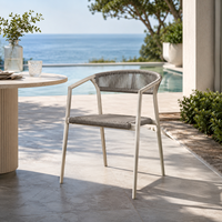 Silla de Comedor para Exteriores FLD2012 con Cuerda de Calidad, Estructura de Aluminio, para Patio, Jardín, Hotel, Resort, Restaurante