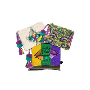 BLAH BLAH Beaded Pouch Handmade Statement Coin <b>Purse</b> Fun Colorful Zip Clutch <b>Cute</b> - Product Image 1