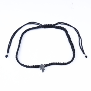 925 Sterling Silver Adjustable Leaf <b>Bracelet</b> with Black Cord Womens Waist Chain Leaf Shape brass Ladies Silver Plated Fine Gift - Product Image 1