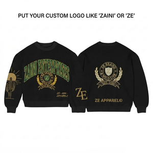 Sudadera de Felpa de Algodón Premium de 450 GSM para Hombre, Color Negro, con Bordado Chenille, Logotipo Personalizado, OEM, ODM, Ropa Urbana - Product Image 1