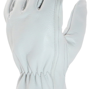 Guantes de cuero blanco con dedos completos, unisex, para trabajo al aire libre, para todas las estaciones, con cierre de tirón - Product Image 3