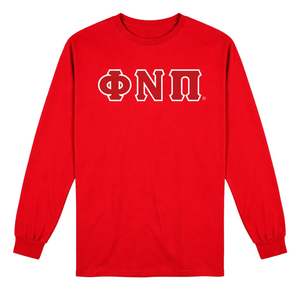 Maglietta a Maniche Lunghe con 3 Lettere Kappa Alpha Psi Phi Nu Pi Rossa, Abbigliamento per Fraternità Greca con Design Classico, Comfort e Stile Premium - Product Image 4