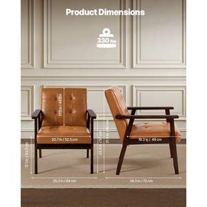 Sedia moderna in pelle sintetica della metà del secolo con struttura in legno massello per soggiorno - Product Image 3