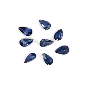 Saphirs bleus naturels non traités, taille poire 4x6mm, pierres précieuses de saphir bleu naturel facettées pour la création de bijoux - Product Image 5