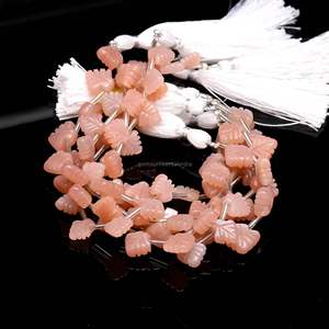 Perles de pierre de lune naturelle pêche en forme de feuille, sculptées à la main, pour la fabrication de bijoux, 10-11MM - Product Image 4