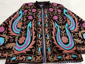 Hand Embroidered Reversible Women's <b>Quilted</b> <b>Jacket</b> Mandarin Collar Floral <b>Pattern</b> Cotton Corduroy Blazer Regular Fit Autumn - Product Image 4