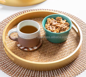 Juego de bandejas de ratán-Juego de bandejas decorativas y para servir de madera-Tamaño pequeño, mediano y grande-Opciones naturales y de colores - Product Image 4