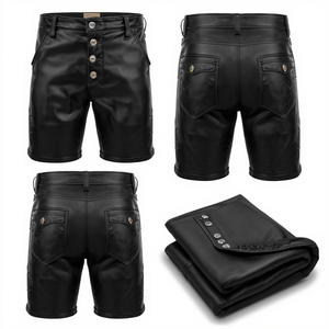 Pantalones Cortos Tradicionales Bávaros de Gamuza Vacuna Genuina Negra para Hombre, Marca Pinco Sports, con Cintura Elástica, Resistentes al Viento y Transpirables - Product Image 1