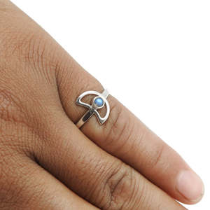 Solid 925 Sterling Silver <b>Ring</b> With Open Moon Design Handmade Round <b>Labradorite</b> Gemstone Bohemian <b>Ring</b> Perfect For Wear Daily - Product Image 2