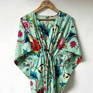 Robe kaftan décontractée d'été en coton sans manches à imprimé floral numérique Naaz Textile pour femmes, idéale pour la plage, Asie et îles du Pacifique - Product Image 1