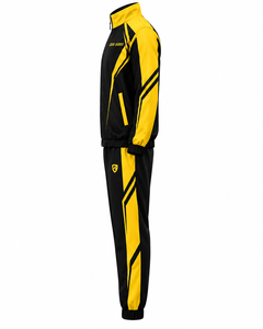 Custom <b>Windbreaker</b> Tracksuit Set Men's <b>Black</b> Yellow Sportswear Lightweight Stand Collar And Custom Logo - Product Image 2