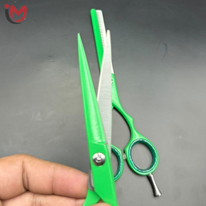 Green Professional Beauty Salon Hair <b>Thinning</b> Scissors Sharp Stainless Steel Long Handle 28 Teeth Right Handed Barber Shears - Product Image 5