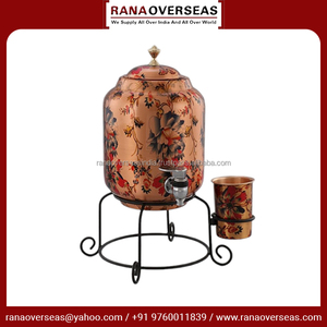 Tanque de almacenamiento de agua de cobre con diseño Floral impreso de alta calidad con soporte de hierro de vidrio y metal tamaño y forma personalizados olla de agua - Product Image 3