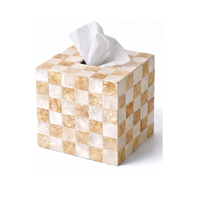 Modern Design Capiz Shell Facial Tissue <b>Box</b> Checkered Square Tissue <b>Box</b> Cover for Bathroom, Countertop, <b>Vanity</b> from Vietnam - Product Image 1