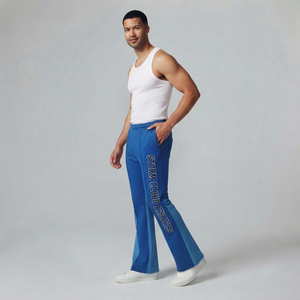 Pantalones de chándal acampanados para hombre con cordón en la cintura, estilo urbano, de invierno, de forro polar, holgados y de pierna ancha - Product Image 6