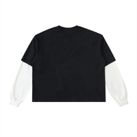 Camisetas de hombre de manga larga, estilo vintage, doble capa, estampado DTG, efecto desgastado, oversize, 280 gramos, estilo streetwear.