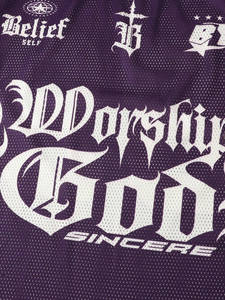 Maillot de football américain en sublimation, grammage lourd, motif graphique gothique 89 et panneau léopard, en maille texturée, col en V, style streetwear, personnalisable, vente en gros, OEM - Product Image 6