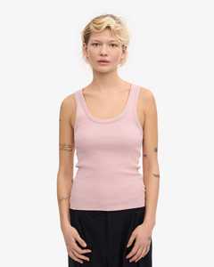 Camiseta sin Mangas de Punto 100% Algodón para Mujer, Cuello Redondo, Color Rosa Sólido, Estilo Minimalista, Largo Regular, Marca Whiteaura International - Product Image 2