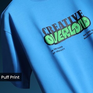 Camiseta Moderna con Estampado Puff de Fabricante Pakistaní, 100% Algodón, Corte Regular, Ecológica, Transpirable, Color Personalizado - Product Image 1