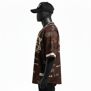 Camiseta de béisbol para hombre, ligera, de poliéster con paneles de malla, estilo personalizado con logo, 100% algodón, corte holgado, estampada. - Product Image 3