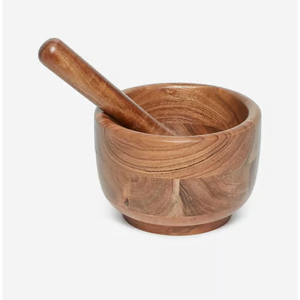 Mortier et pilon en bois traditionnels, moulin à épices manuel écologique, broyeur de cuisine, taille 138 mm - Product Image 6