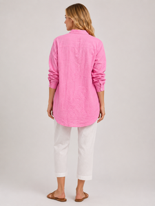 Premium Quality <b>Pink</b> Color Shirt Mandarin V Neck Three Quarter Sleeve Button Down Pleated Front Casual High Quality Women's Wear - Product Image 3