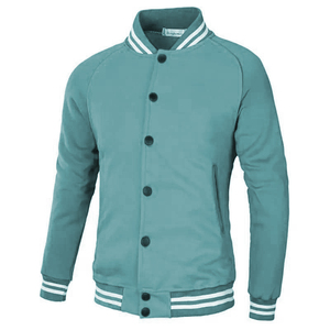Chaqueta Varsity para Hombre, Color Naranja y Negro, Mangas con Botones, Cuello Camisero, Estilo Casual para Otoño, Largo Regular, Color Sólido, Material de Poliéster - Product Image 2