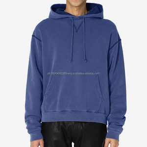 Fabricant de sweat à capuche de haute qualité 500 gsm en vrac pull uni y2k sweats à capuche conception personnalisée recadrée lavage à l'acide hommes à capuche - Product Image 5